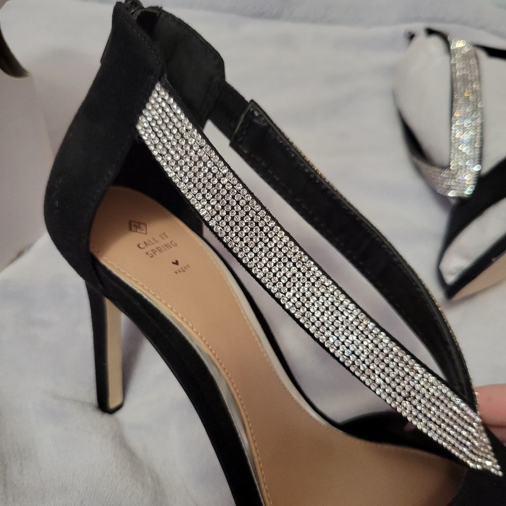 Viaria Sandal Stilletto Heels Black Rhinestones CALL IT SPRING - Picture 10 of 12